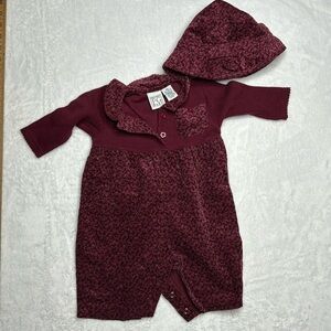 Field gear baby outfit corduroy, red beat floral print cotton with hat 6 6m girl
